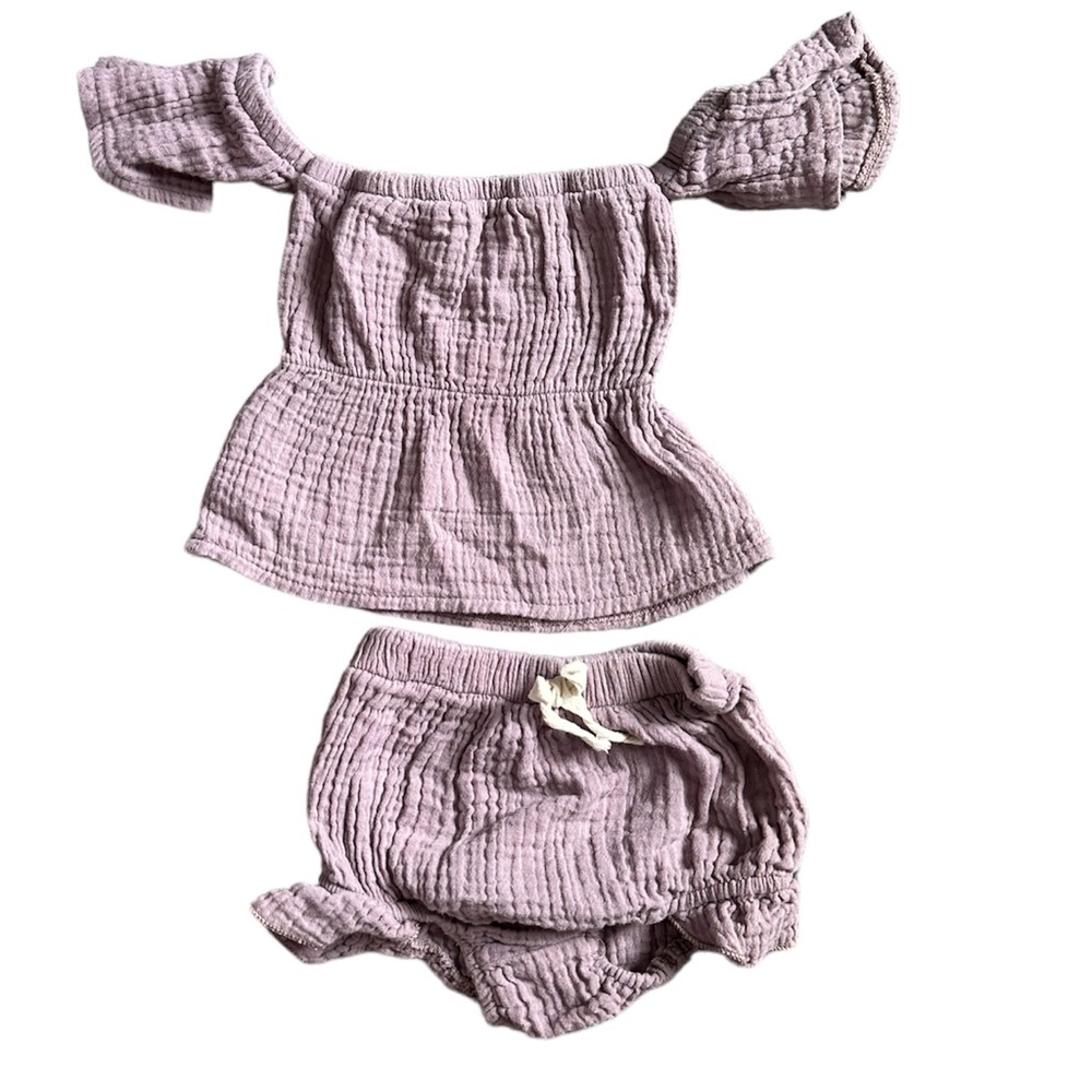 Purple linen Size 90 3T baby girl outfit